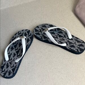 Michael Kors Navy and White Flip Flops